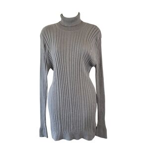 RON TOMSON Sweater Dress Women's XXL Gray Turtleneck Ribbed Knit Quite Luxury